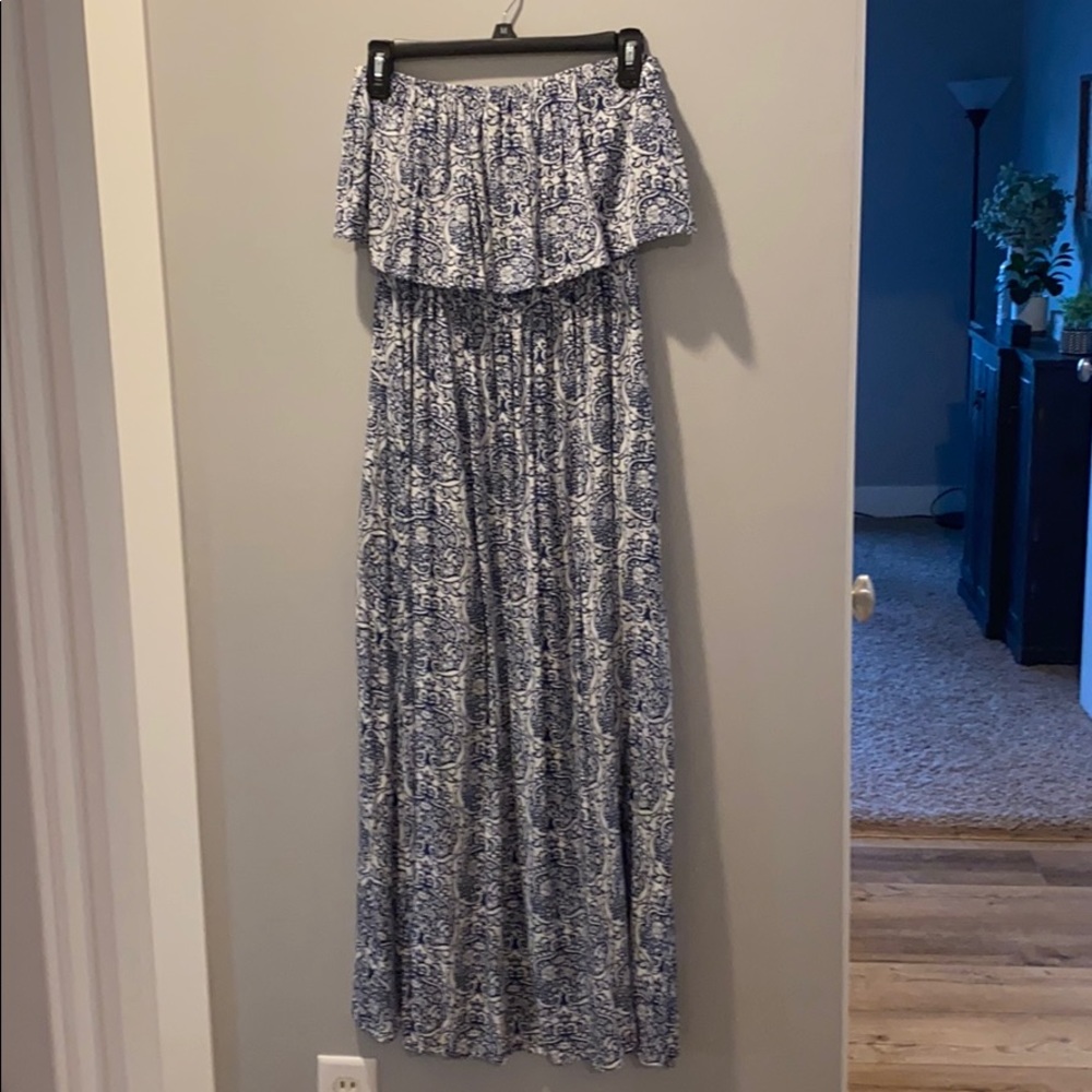 Blue and White Maxi Dress